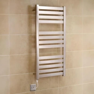 Image of Manissa VAS 500 x 960mm Electric Stainless Steel Flat Panel Towel Warmer Mirror Polished Finish