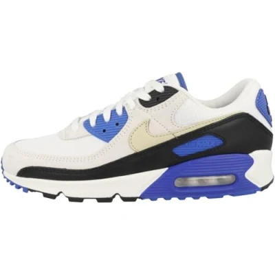 Image of Nike Sportswear AIR MAX 90 PRM Trainers, Men&#039;s, Size: 8.5, White/khaki/racer blue/black/phantom Leather/synthetics