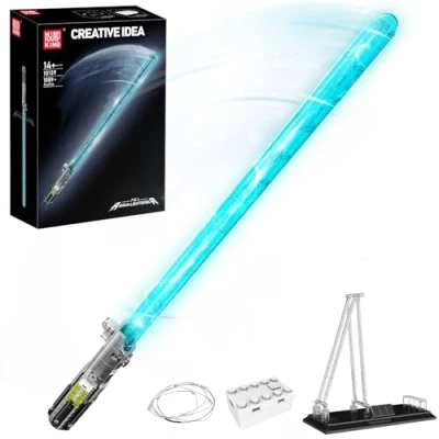 Image of Mould King 10139 Lightsaber Sword Building Blocks Set, Light Saber with Stand, Rechargeable LED for Adult Kids Birthday Thanksgiving Xmas Toys Gift Halloween Cosplay (1089+ PCS)