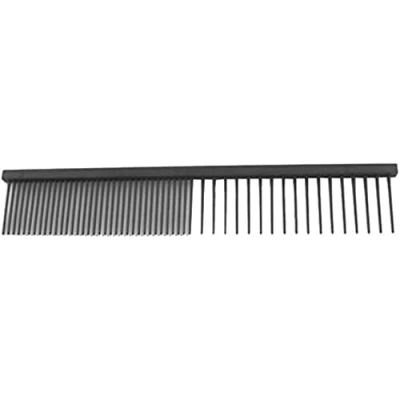 Image of GROOM PROFESSIONAL Black Anti Static Fine/Coarse Dog Comb Half Coarse/Half Fine Teeth Grooming for Dogs Pet Hair Teflon Coating to Reduce 20cm Length