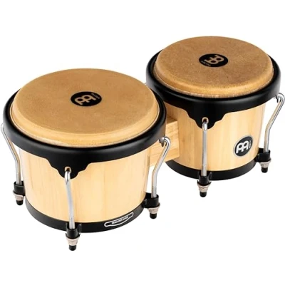 Image of Meinl Percussion Bongos Headliner Wood 2 hand drums with 6.75 and 8 inches including tuning key Siam Oak, Natural (HB100NT)