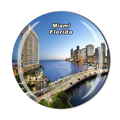 Image of Miami Florida USA Fridge Magnet Souvenir Gift Crystal Magnetic Sticker Collection