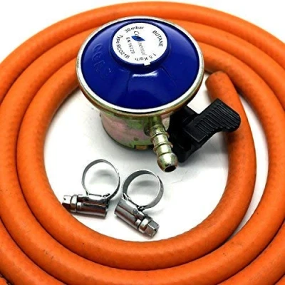Image of Butane Gas Regulator With 1M Hose &amp; 2 Clips Fits Calor Gas/Flogas 21Mm Cylinde