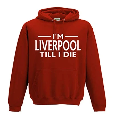 Image of Amelia Gould Apparel Liverpool Till I DIE Premium Mens Hoodie XX Large Red