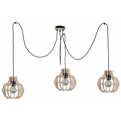 Image of Bento Cluster Pendant Ceiling Light Small Natural, 3x E27