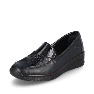 Image of Rieker Glimmer Womens Shoes 5 UK Black Lea/Pat