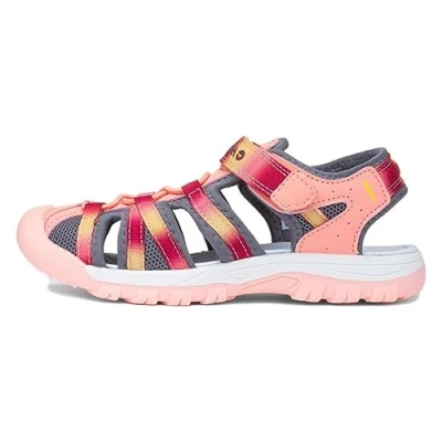 Image of HI TEC JACK Unisex Walking sandals for kids, Size: 1, Peach pink/persian red/light yellow/mid grey Textile/synthetics