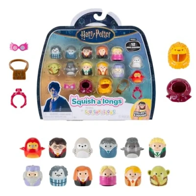 Image of Squish a longs “Harry Potter Mini + Accessory 12 Pack includes Squish—Harry Potter, Hedwig, Moaning Myrtle, Buckbeak, Draco Malfoy and more