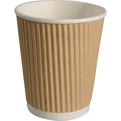 Image of ABENA Gastro Line Disposable Hot Cup with Ripple Wall Outer Design Which Offers Comfort &amp; Heat Protection When Enjoying Coffee, Tea And Other Drinks Brown, 24cl (Pack of 25)