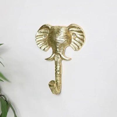 Image of Melody Maison Gold Elephant Head Wall Hook