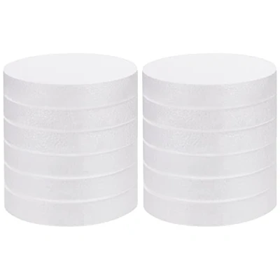 Image of Belle Vous 12 Pack Craft Foam Circles 15cm / 6 Inches Diameter, 2.5cm 1 Inch Thick Round Polystyrene Discs for Modelling, School Projects, Sculptures, Floral Arrangements, Arts and Crafts