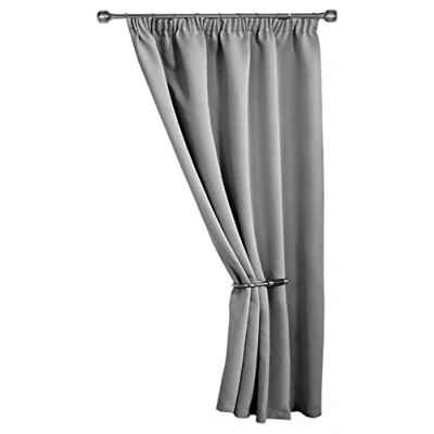 Image of Emma Barclay Cali Pencil Pleat Woven Thermal Blackout Door Curtain in Grey Width 66&quot; x 84&quot;Drop (168x213cm)