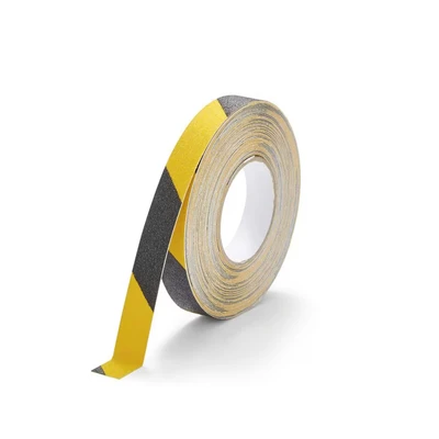 Image of Durable DURALINE GRIP Non Slip Floor Tape Self Adhesive Marking with 25mm Thickness and 15 Metres in Length Ideal for Stairs, Ramps, etc. Yellow &amp; Black