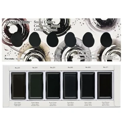 Image of Kuretake Gansai Tambi Watercolor set (Sumi colours)