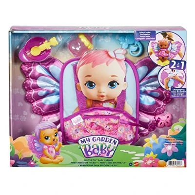 Image of My Garden Baby HBH45​ On the Fly 2 in 1 Doll Carrier and Changing Bag (27 cm / 15.75 in) with 5 Accessories, Makes a Great Gift for Kids Ages 3Y+, Multicolor