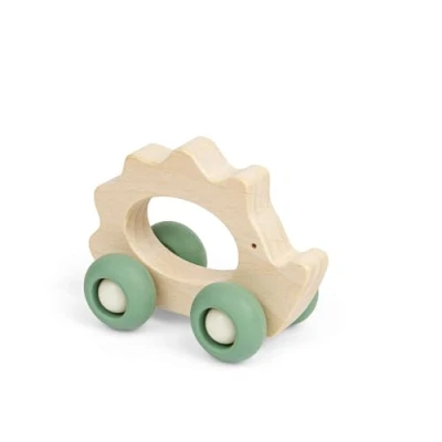 Image of Bigjigs Toys Mini Animal Push Along (Hedgehog) Wooden Animals, Pocket Money Gifts For Kids, Party Bag Fillers, Baby &amp; Toddler Toy, Age 12 + Month Olds