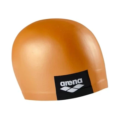 Image of Arena Unisex Adult Logo Molded Silicone Training Swim Cap for Intensive Swimming Reduced Drag Durable Wrinkle Free Fit, Pinkish Orange