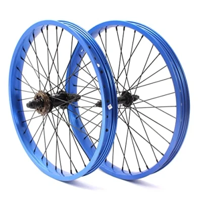 Image of KHE BMX Wheel Set Blue Anodised Aluminium Rims 36 Hole 10 mm and 14 16T Sprocket