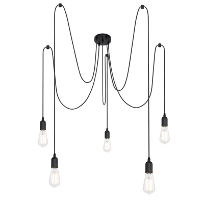 Image of Oliver Cluster Pendant Ceiling Light Black 5x E27