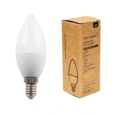 Image of MiniSun Thermal Plastic 4w High Power LED SES E14 40w Replacement Frosted Opal Candle Bulb 6500K Cool White