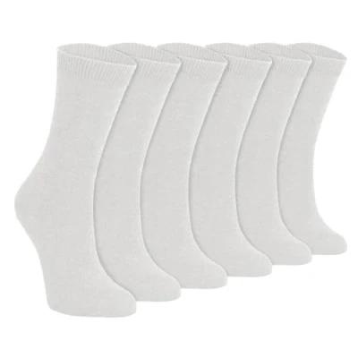 Image of 6 Multipack Childrens Plain School Socks Boys &amp; Girls 3 Sizes Cotton Rich (3 Years, White)