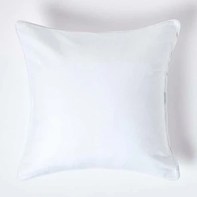 Image of HOMESCAPES 100% Cotton Plain White Large Cushion Cover 60 x cm Square 24 Inches Sofa Pillow Washable