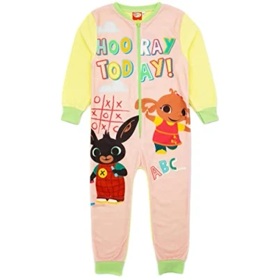 Image of Bing Bunny Girls Yellow Onesie All In One Fleece Loungewear Character Sula Kids Pyjama PJs Sleepsuit Nightwear Cosy Gift Merchandise 3 4 Years