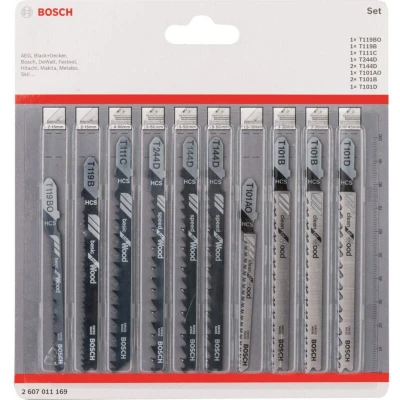 Image of Bosch 10 Piece Jigsaw Blades Set (for Wood, Professional accessories for Jigsaws with T Shank)
