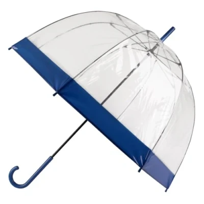 Image of Totes® ECO BRELLA® Clear PVC Dome Umbrella Blue
