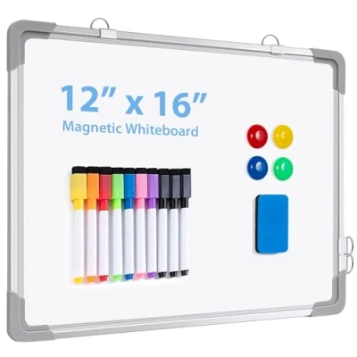 Image of ARCOBIS Dry Erase White Board for Wall, 30 x 40cm Small Magnetic Hanging Double Sided Whiteboard, Portable Mini Easel Drawing, Kitchen Grocery List, Planning Memo, School(White)