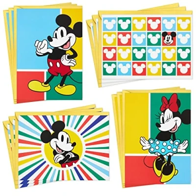 Image of Hallmark Disney All Occasion Cards Assortment, 12 Blank with Envelopes (Vintage Mickey Mouse and Minnie Mouse)