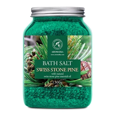 Image of Pine Bath Salt w/Natural Swiss Stone Essential Oil 1300g Pinus Cembra Natural Sea Salts Coniferous Best for Good Sleep Relaxing Body Care Beauty Aromatherapy
