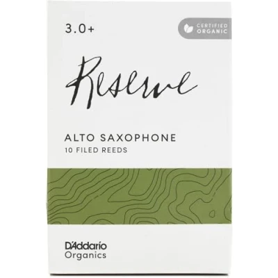 Image of D’Addario Woodwinds Organic Reserve Alto Saxophone Reeds Sax Individually Sealed Filed, Strength 3.0+, 10 Pack