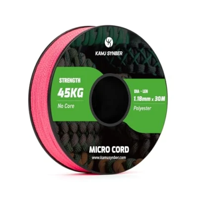 Image of Kamu Synber Micro Cord 1.18mm Paracord Braided Rope 30m Spool for Bracelet, Crafting, Jewelry Making, Key Chains Support 45kg Neon Pink