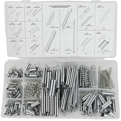 Image of Spring Assortment Kit, Tiberham 200 Pcs Assorted Extension and Compression Springs, Zinc Plated Metal Tension Set with Portable Storage Box