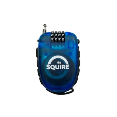 Image of Squire Locks Retrac Max Multi Use Retractable Cable Lock 4 Wheel Combination with 900 mm Lightweight, for Bikes, Helmets, Skis, Snowboards, Luggage
