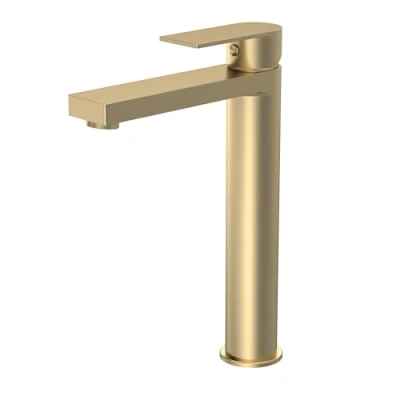 Image of Contemporary Tall Mono Basin Mixer Tap Brushed Brass