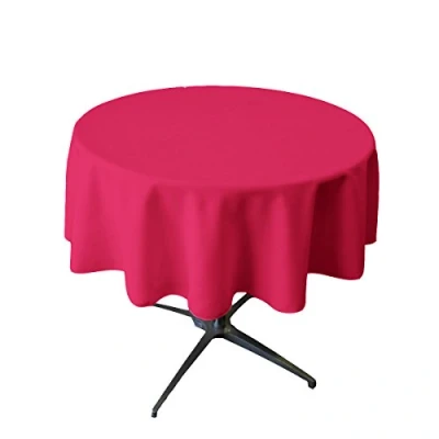 Image of LA Linen Polyester Poplin Round Tablecloth, 58 Inches, Fuchsia, 147.3 x 0.04 cm