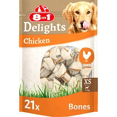 Image of 8in1 Delights Chicken chew Bones XS, healthy snack for toy dogs, 21 pieces