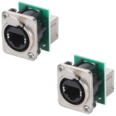 Image of PENGLIN 2PCS RJ45 CAT5E NE8FDP Panel Mount Adapter,D Type 8P8C Ethernet LAN Pass Through Coupler Female to Adapter