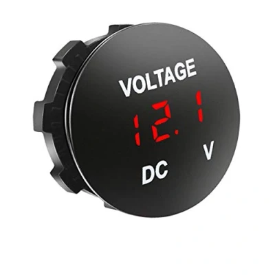 Image of Aofan Auto Voltmeter DC12V 24V with LED Digital Display, Round Mini Waterproof,for Car Motorcycle Truck (red)