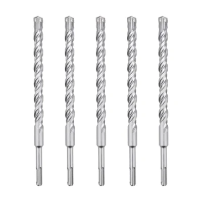 Image of hsawbit 5PCS Masonry Drill Bits Set with SDS Plus Shank, 14mm x 260mm Hammer Drills Tungsten Carbide Tip for Concrete, Brick, Cement Walls, Stone