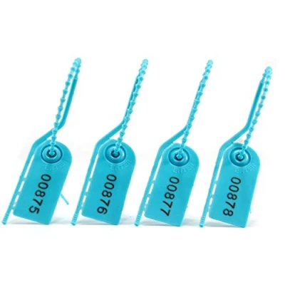 Image of 100 X Blue Secure Anti Tamper Tags Numbered Security Seal Pull Ties 210mm