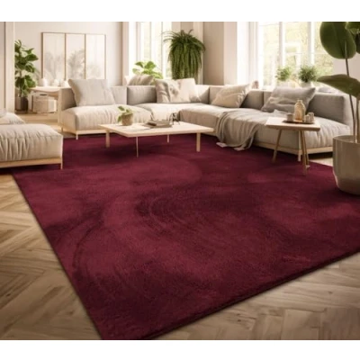 Image of TT Home Large Rug Short Pile Monochrome Modern Design Washable, colour: Red, Size:120x170 cm