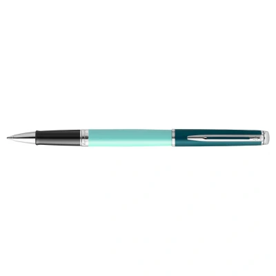Image of Waterman Hémisphère Rollerball Pen Metal &amp; Green Lacquer with palladium Trim Fine Point Black Ink Gift Box