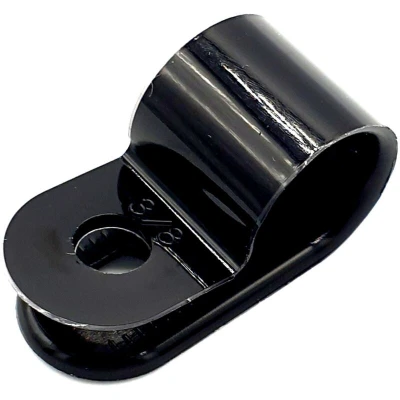 Image of 100 x 6mm Plastic Electrical Cable Pipe P Clips Nylon Black Clamps