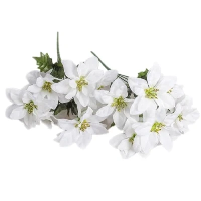Image of Ikamazyeao 6 Pieces Pack of Artificial Poinsettia Silk Flowers New Year Holiday Home Decor Christmas (White)