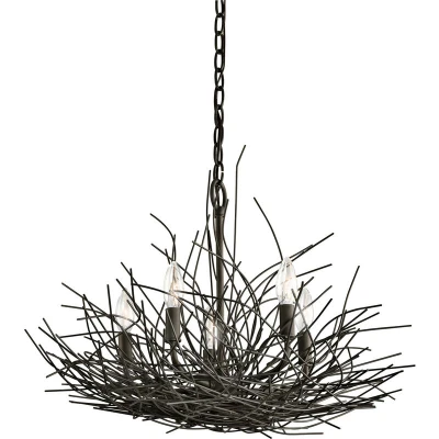 Image of Organique 5 Light Pendant Chandelier Old Bronze, E14