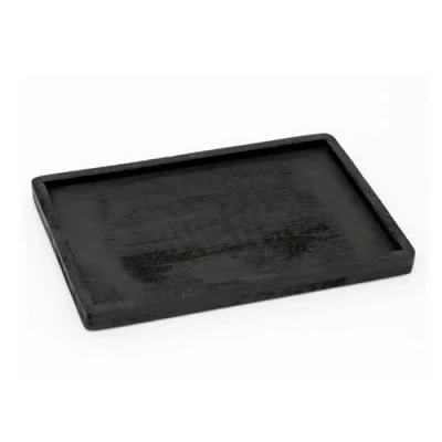 Image of Black Mango Wood Tray Display Candle Rectangle Wooden Trinket Jewellery Dish For Candles, Jewellery, and Decor 30x25cm