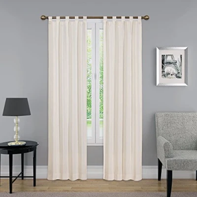 Image of Pairs to Go Montana Tab Top Curtains for Living Room, 30&quot; x 63&quot;, Natural